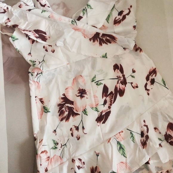 Floral dress off shoulder Ruffle womens white - Picture 2 of 5